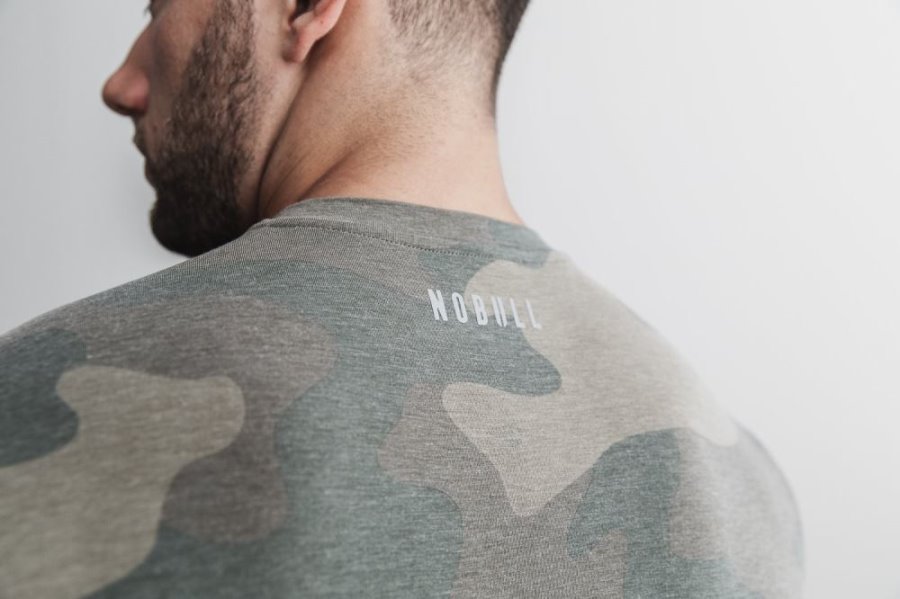 T Shirt Running Nobull Crossfit® sleeveless Tee Homme Camouflage Vert Camouflage | KWBZ5P4JE